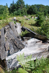 The remains of two spirit houses